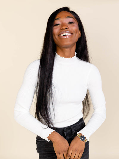 white turtleneck top