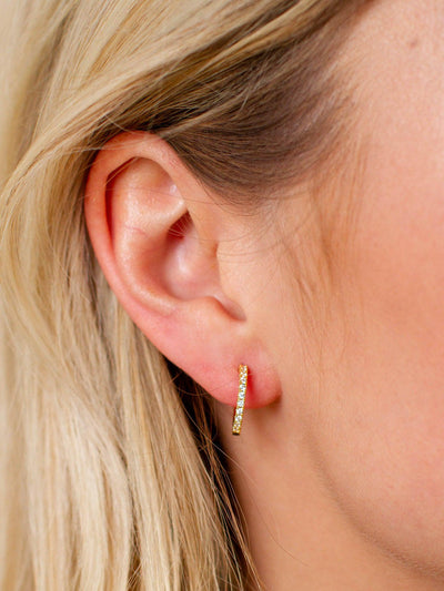 gold studded huggie earring
