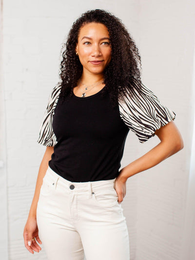contrast sleeve top