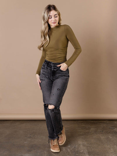 rails olive ruched top