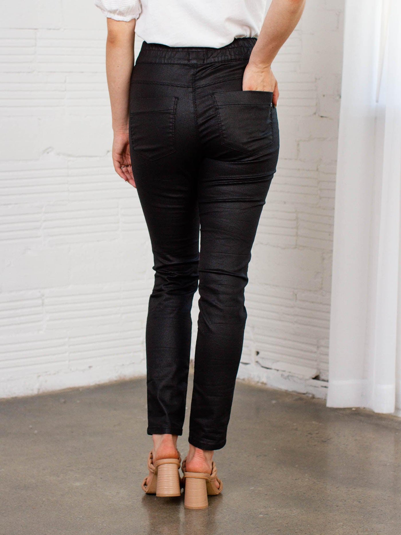coated grid printed jogger