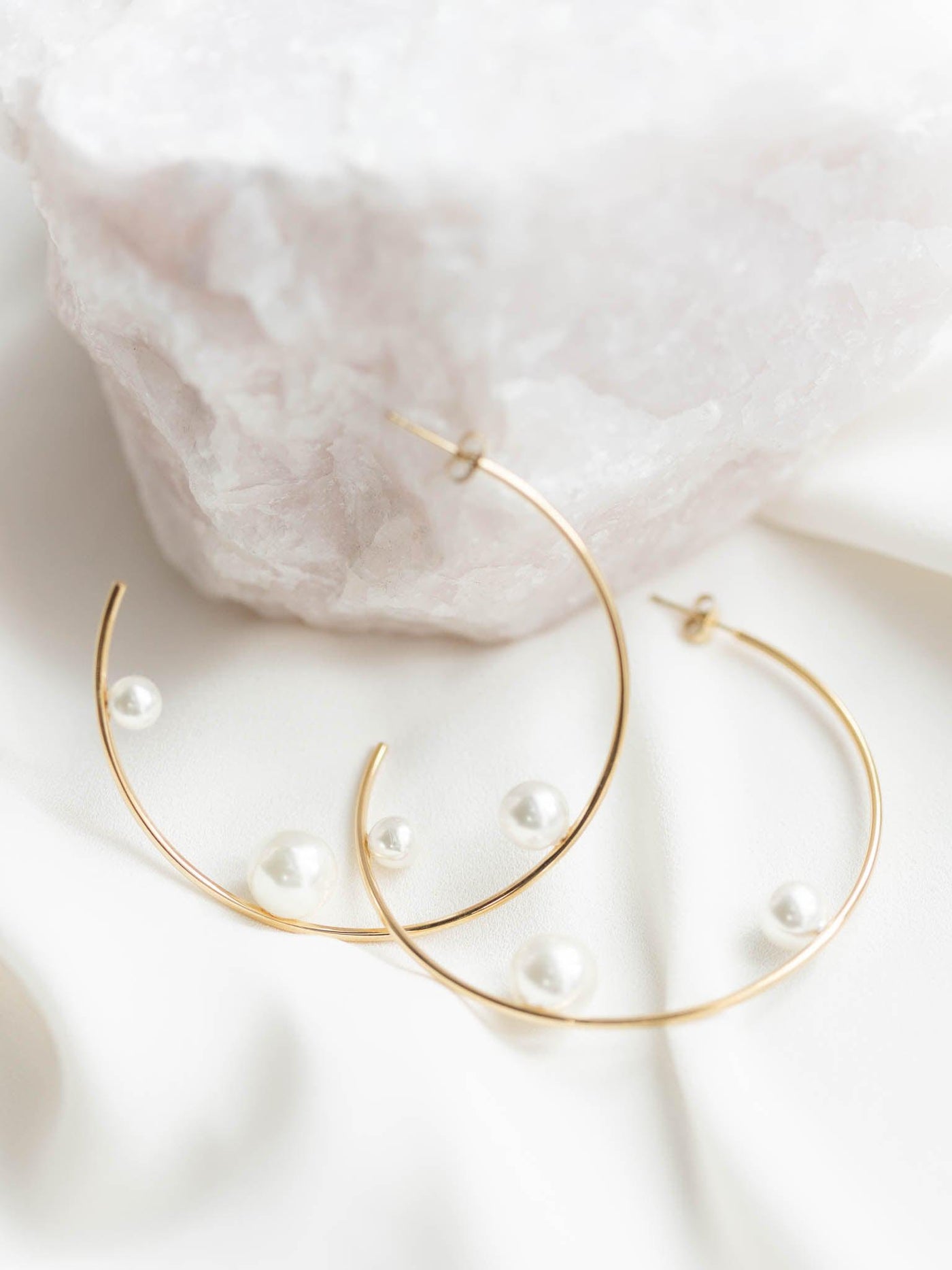 pearl accent hoop earrings