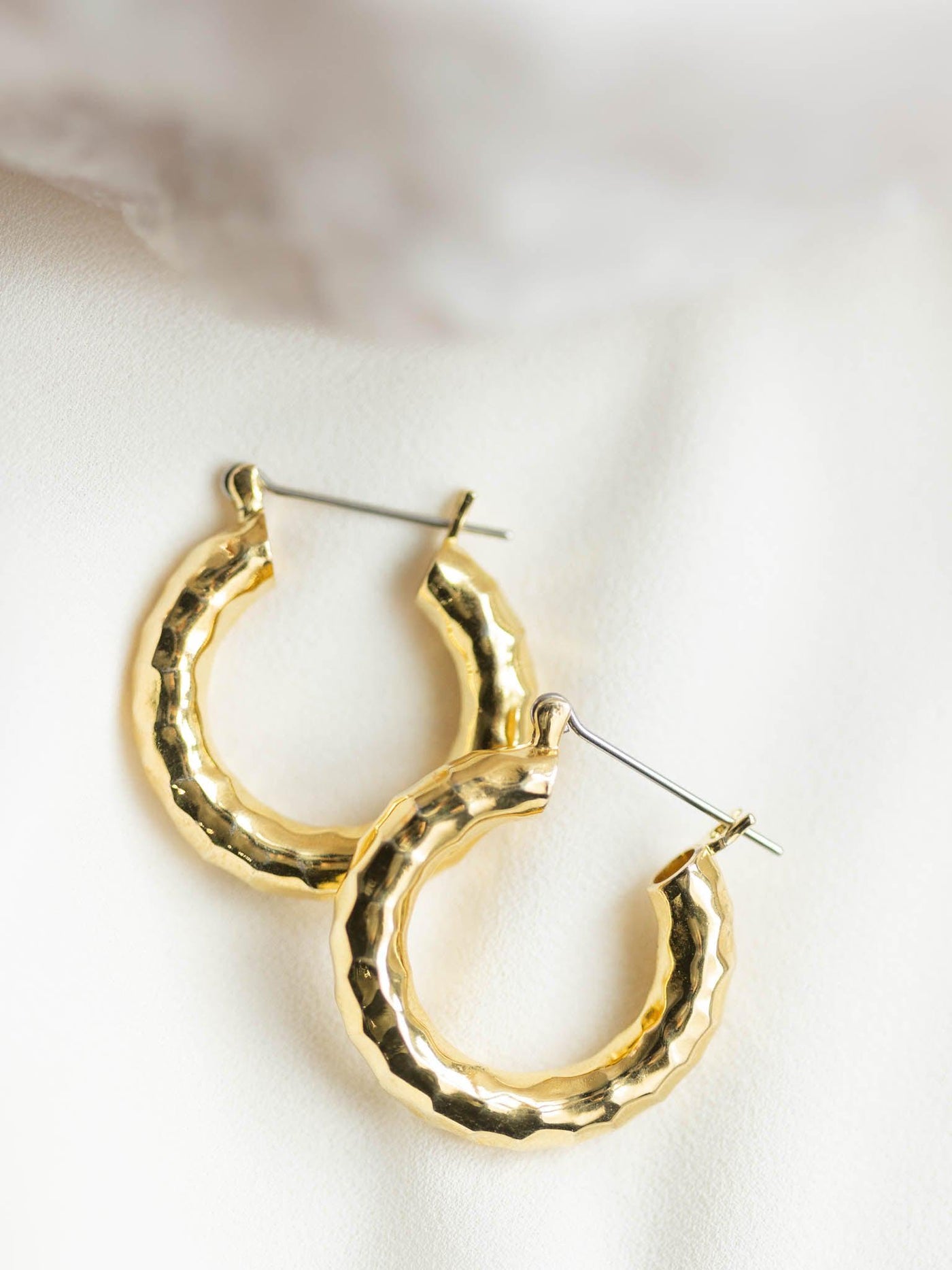 gold textured small hoop earrings