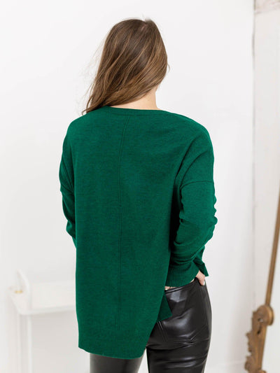 green drop shoulder sweater