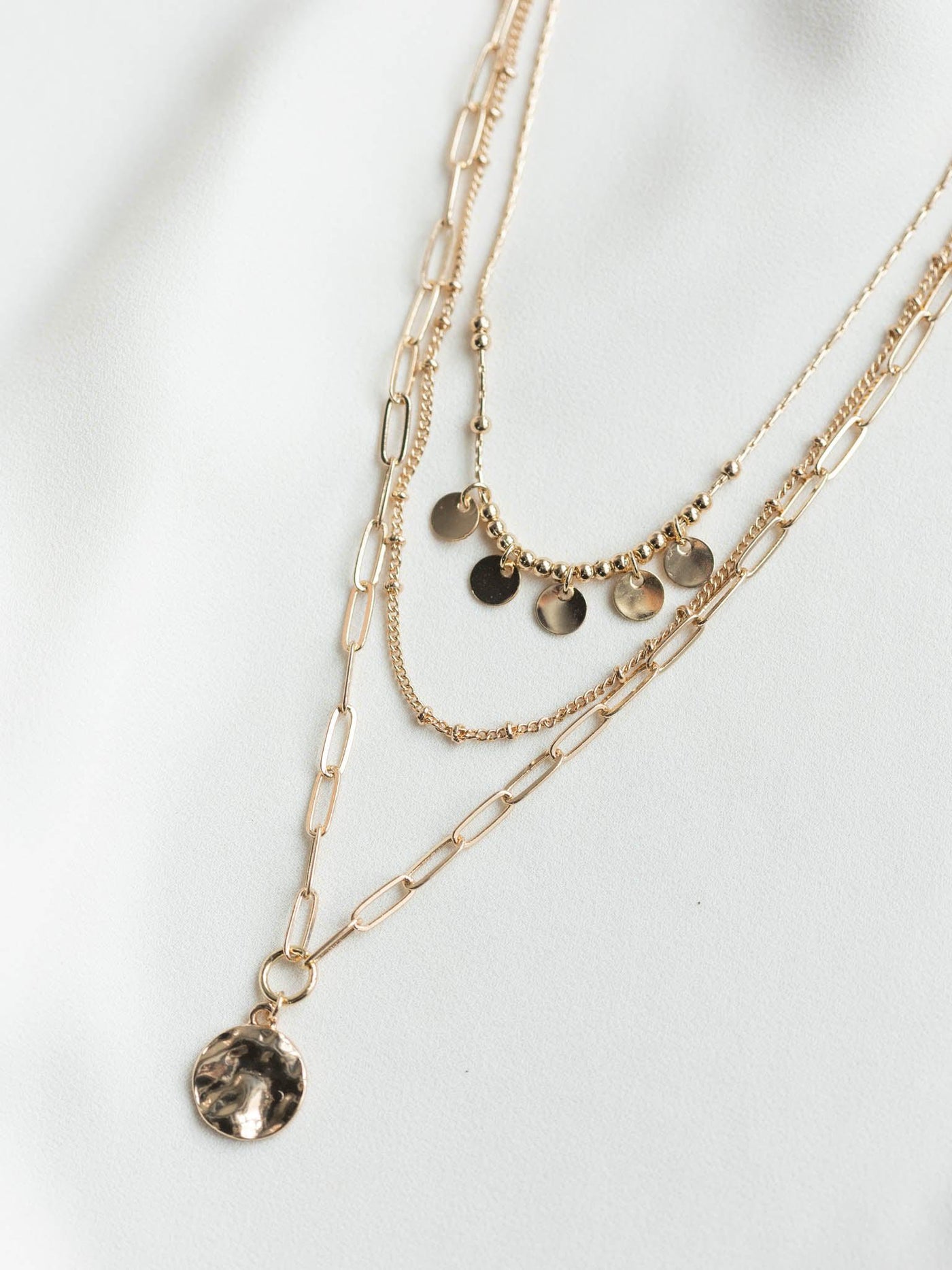 gold three layer chain necklace