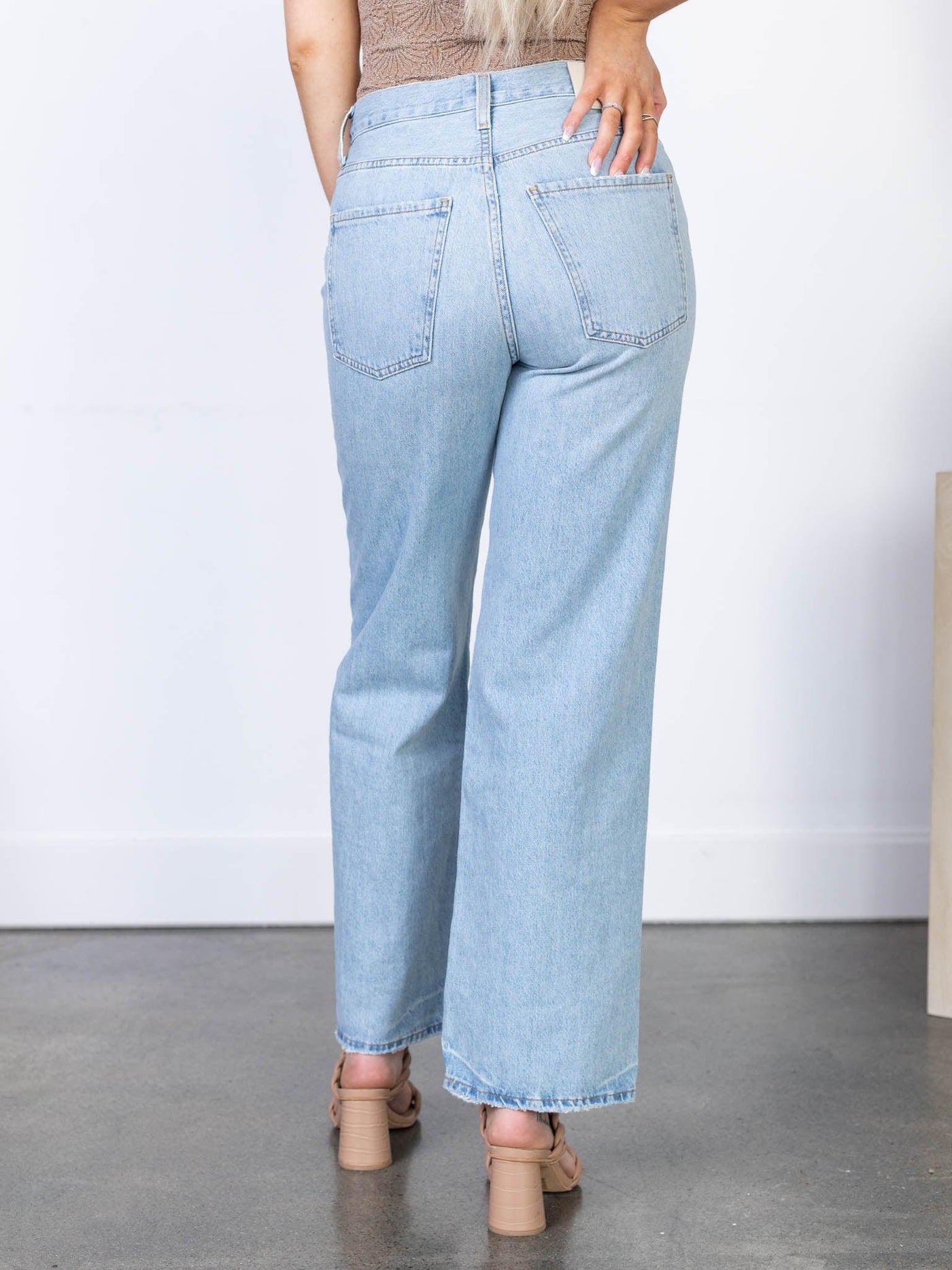light wash wide leg pants