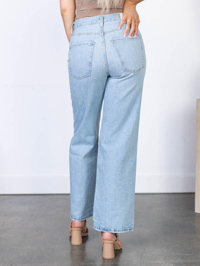 light wash wide leg pants