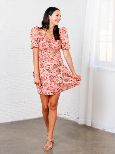 smocked bodice floral dress