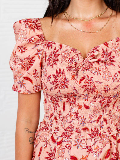 sweetheart neck floral dress