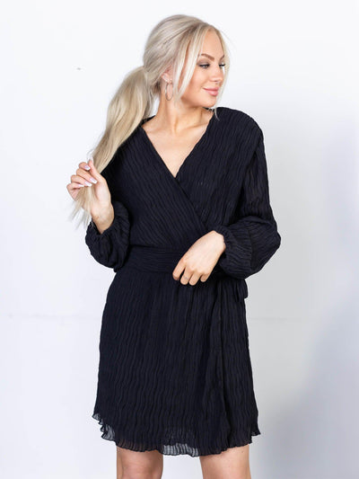 textured wrap dress