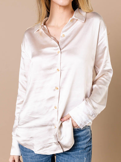 collared satin shirt