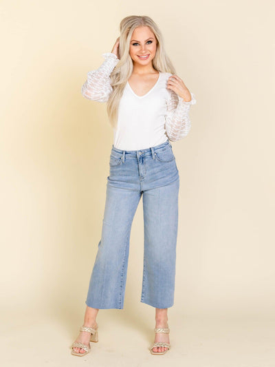 light wash wide denim