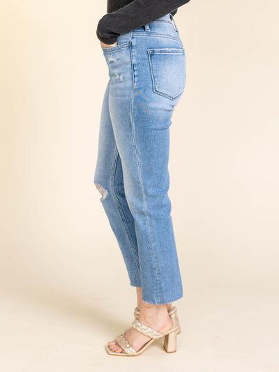 distressed cropped denim