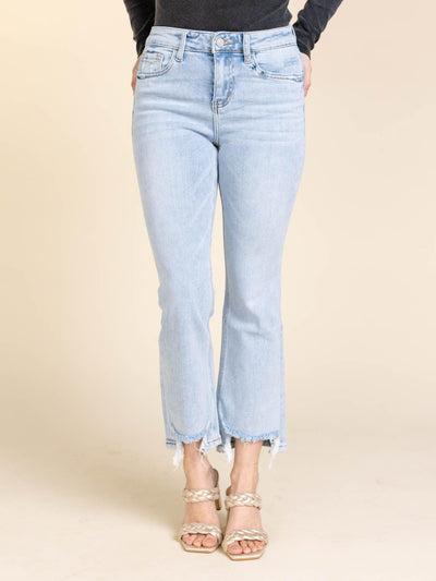 cropped distressed denim