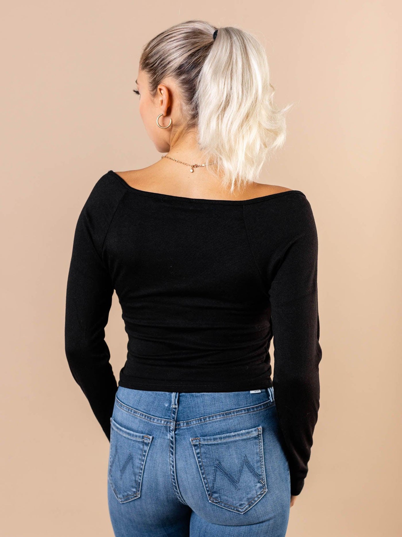 wrap style long sleeve top