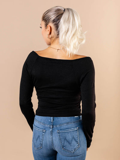 wrap style long sleeve top