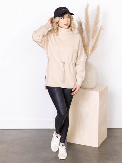 long drawstring sweatshirt