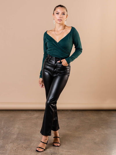 colored v-neck knit top