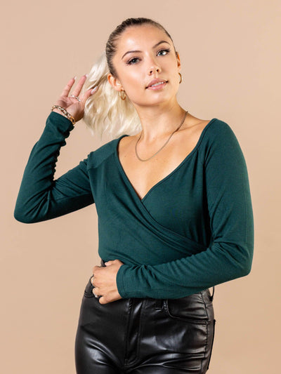 wide shoulder wrap top