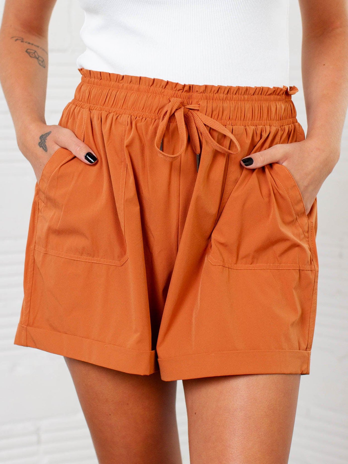 colored roll tab shorts