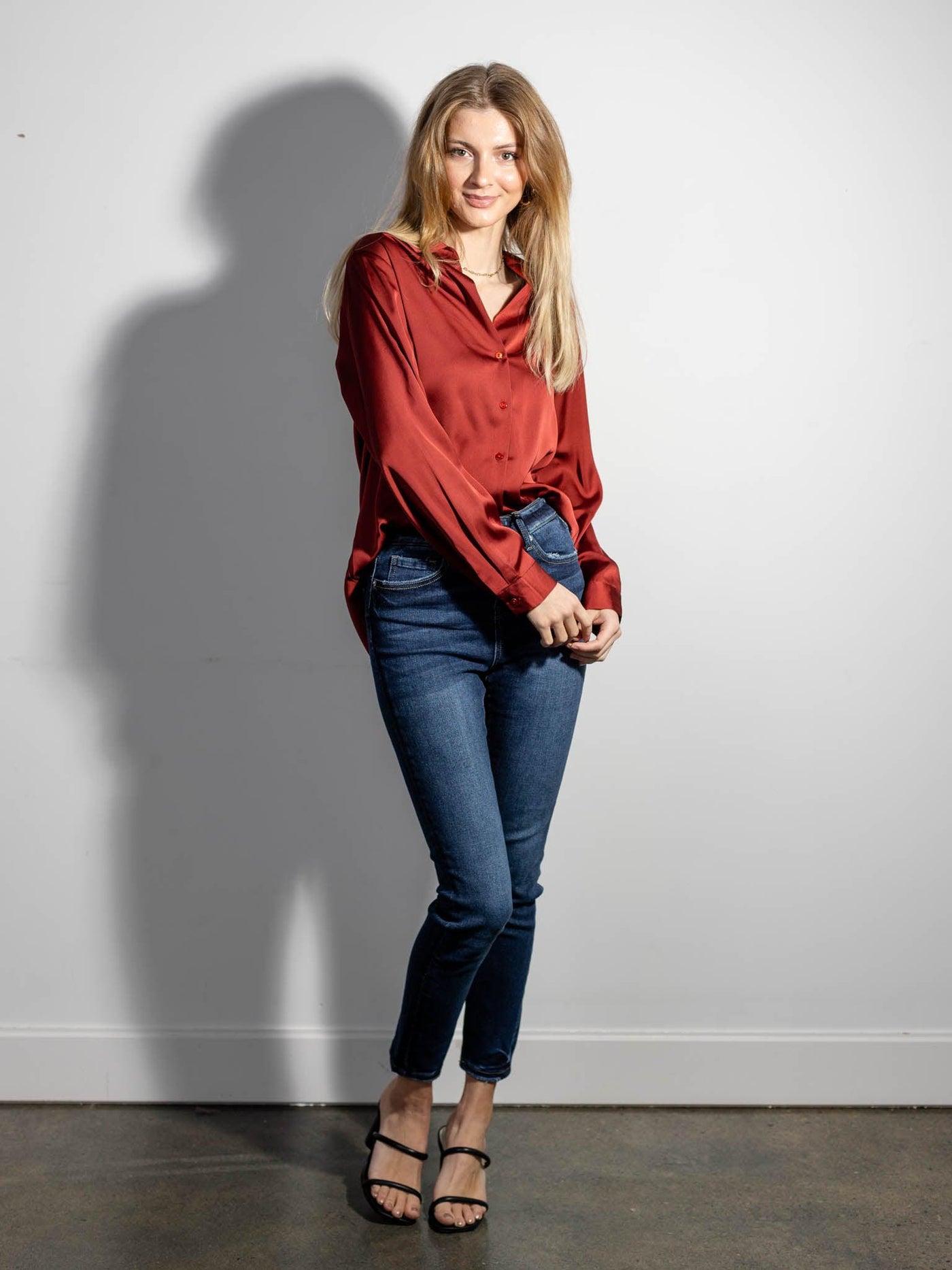 silky button down top