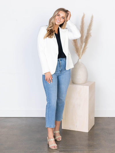 white solid blazer