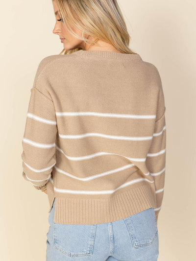 tan and white stripe michael stars sweater