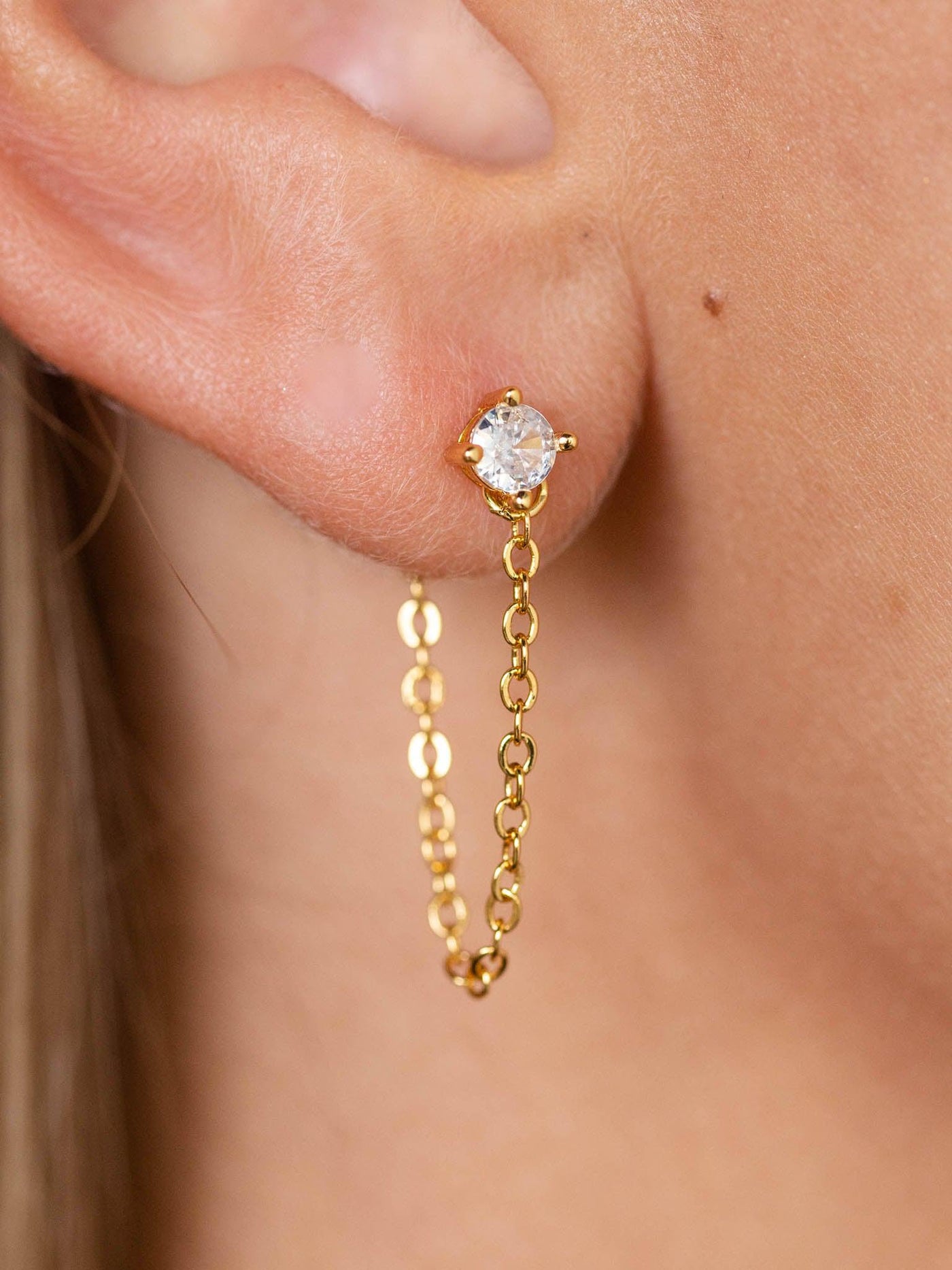 chain stud earrings