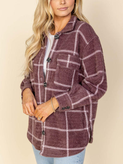 button front z supply plaid shacket
