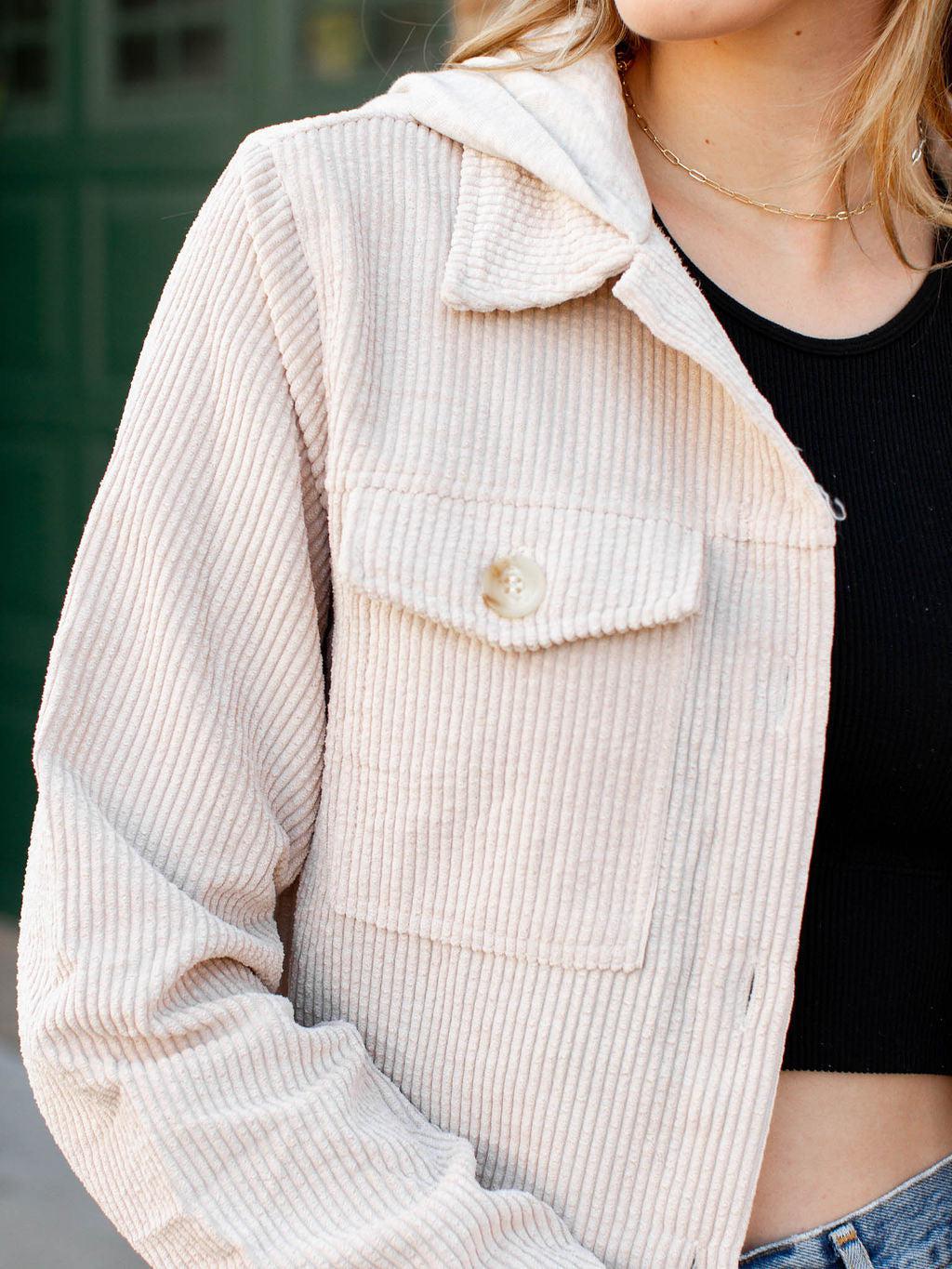 fray hem corduroy shacket