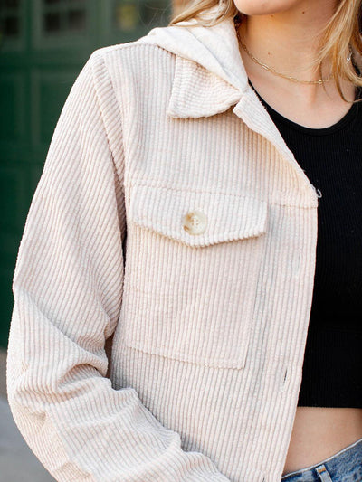 fray hem corduroy shacket