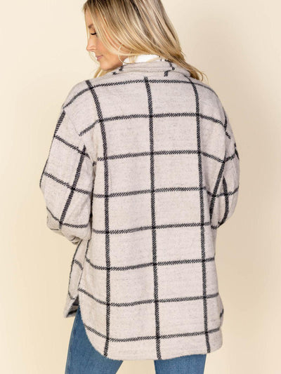 plaid oversized neutral heavy shacket