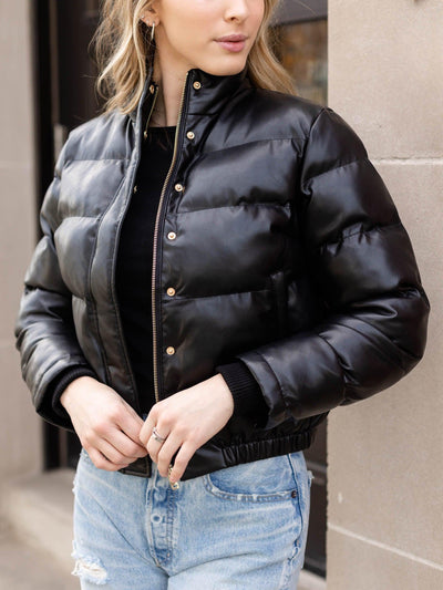 puffy solid black jacket