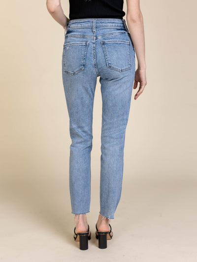 raw hem ankle destructed denim