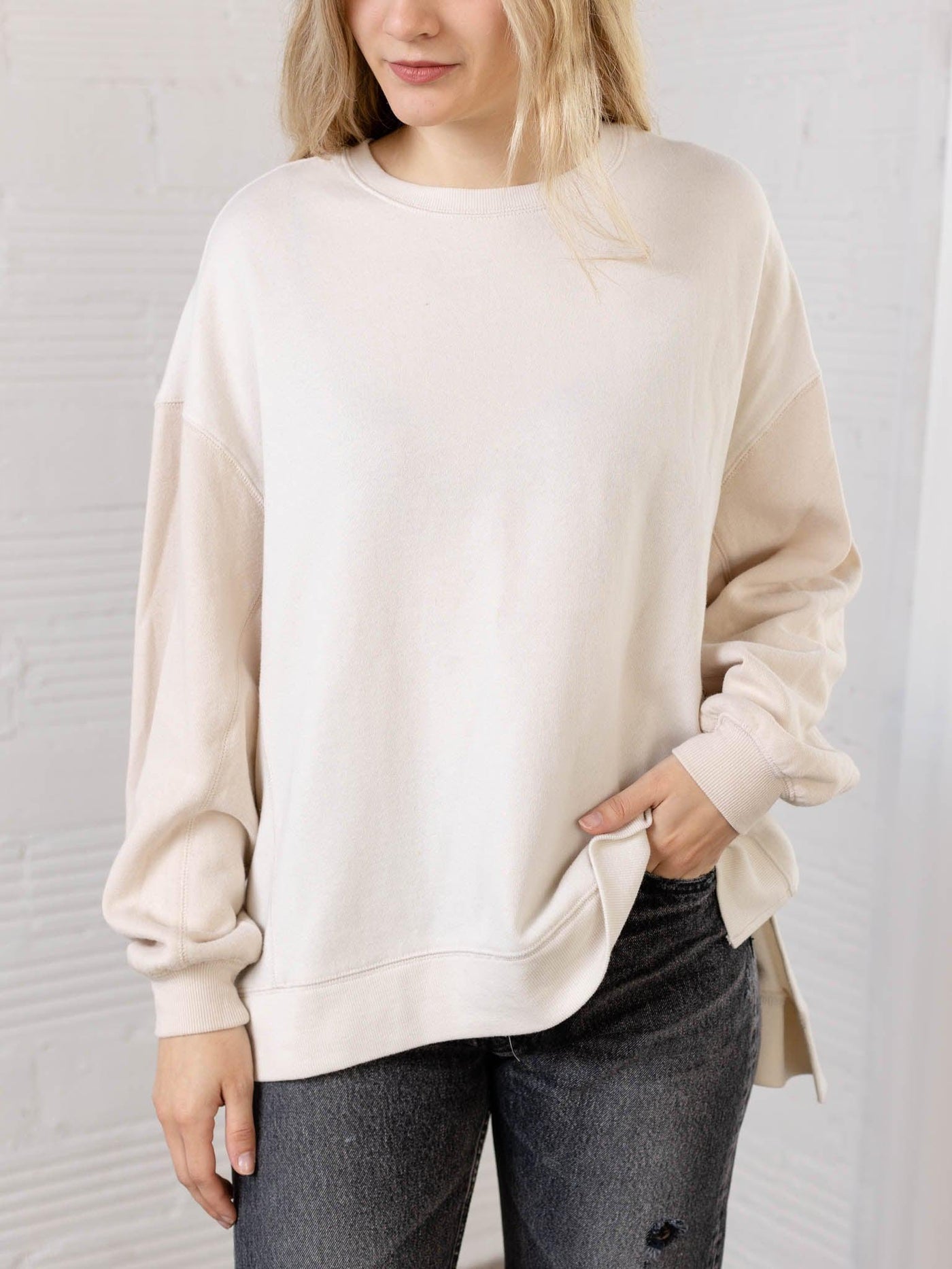 color blocked neutral sweater