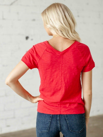 solid double v-neck tee