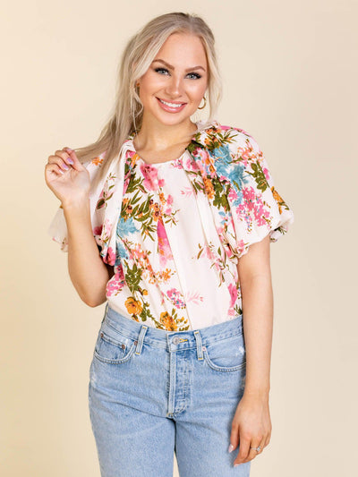 floral short sleeve blouse