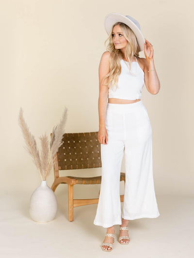 pleated wide white pants