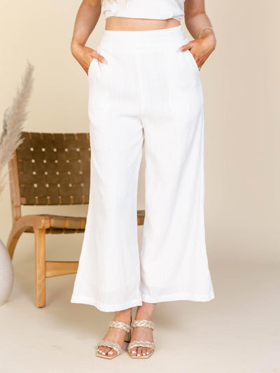textured wide leg pants