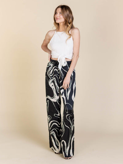 drawstring wide leg pants