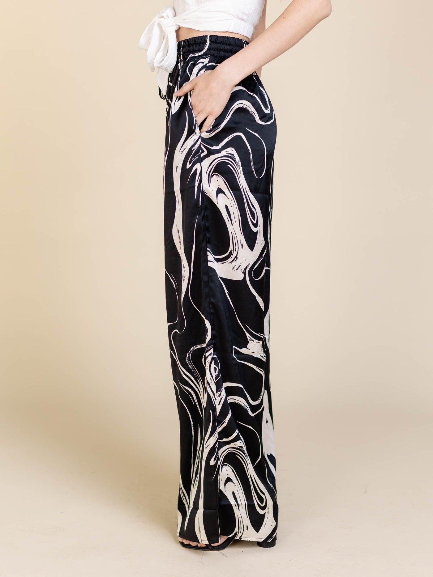 wide leg satin pants