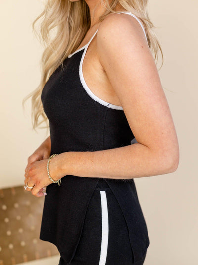 split side square neck top