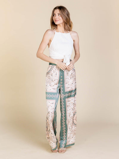 satin print pants