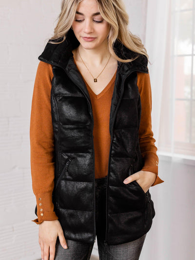 black coated vest