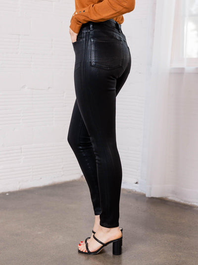 good american faux coated pant