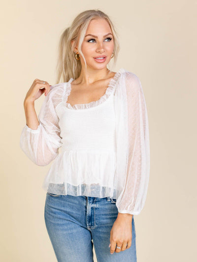 swiss dot blouse