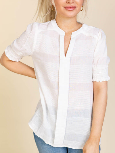 white split neck top