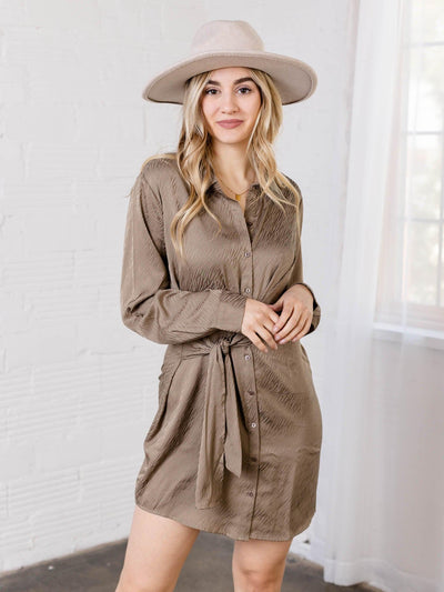 tie waist satin dress