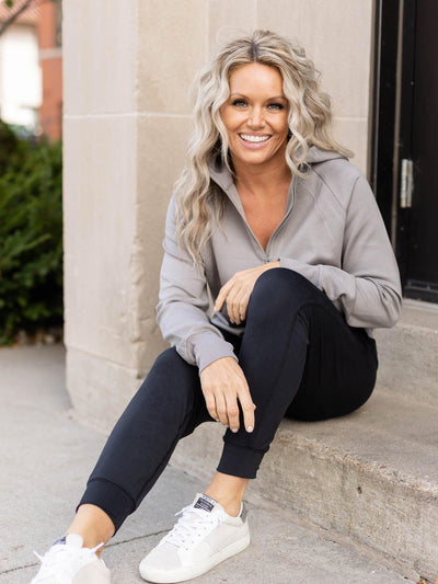 neutral zip hoodie