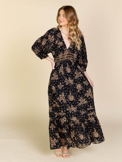 free people black combo maxi dress